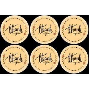 Tellgraf Thank You Yazılı Sticker Seti (4x4 cm 24 Adet)