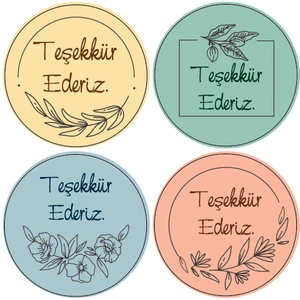 Tellgraf Teşekkür Ederiz Yazılı Sticker Seti (4x4 cm 24 Adet)