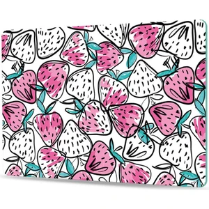 Cam Kesme Tahtası ve Sunum Tablası Çilek Desenli