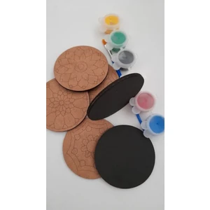 Ahşap Boyama Mandala Temalı 6'lı Bardak Altlığı Hobi Seti 8,5 cm