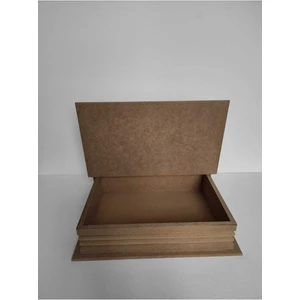 Ahşap Kitap Kutu Orta Boy Ham Ahşap Mdf Hobi Kutusu