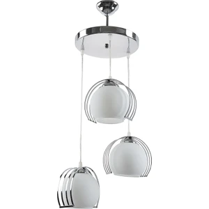 Krom  Üçlü Modern Sarkıt Avize Spor Avize Opal Cam  30CM