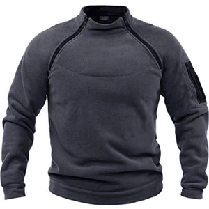 Genıus Store Erkek Polar  Outdoor Fermuarlı Kombat Tactical Cepli Polar