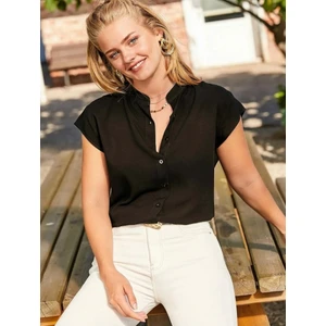 Dokuma Viskon Kumaş Gömlek(Siyah)