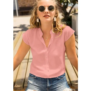 Dokuma Viskon Kumaş Gömlek(Pembe)