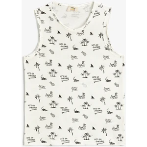 Erkek Çocuk Palmiye Baskılı Atlet Bisiklet Yaka Pamuklu