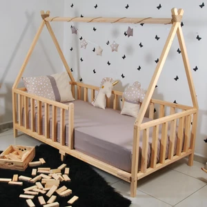 Montessori Çocuk Yatak Çam Karyola Çadır Derya