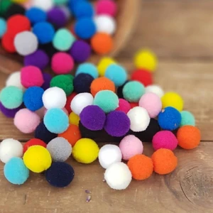 Masho Trend Peluş Ponpon 20 mm - Renkli Ponpon 100 Adet - Pelüş Ponpon - Süs Ponpon