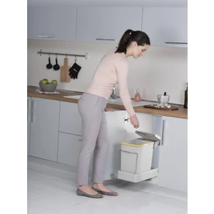 Plastik Taşıyıcılı Raylı Çöp Kovası, Gri - 20LT