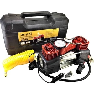Meşem Büyük Hava Kompresörü Çift Pistonlu Fenerli Akü Bağlantılı