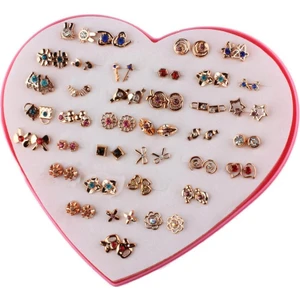 36 Pairs Sevimli Basit Karışık Post Saplama Küpe Seti Okul Kızlar Lady Kulak Takı (Yurt Dışından)