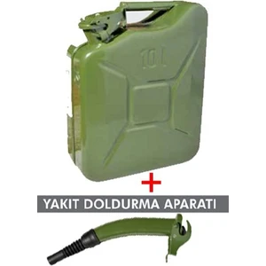 Metal Yakıt Bidonu 10 Lt  ve Yakıt Doldurma Aparatı