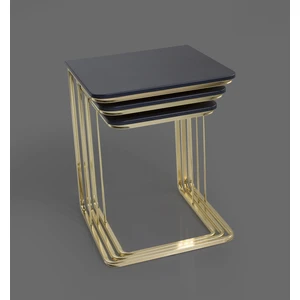 Veys Sehpa Gold 3'lü Amor Zigon Sehpa - Orta Sehpa - Yan Sehpa  - Gri - Füme