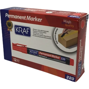 220 Kırmızı Yuvarlak Uç Permanent Koli Kalemi 12'li