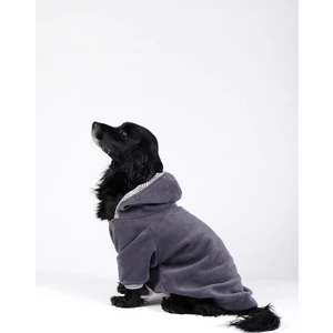 Peti Tailor Köpek Kıyafeti Kapüşonlu Polar Sweathshirt Ekoseli Düz Model Antrasit