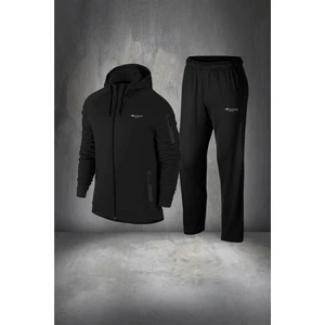Poseidon Storm Erkek Siyah Supra Penye Kumaş Rahat Fermuarlı  Eşofman Takımı (S-3xl)