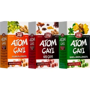 Atom Çay 3 lü Paket Nane Limon Zencefil & Kış Çayı & Ihlamur Zencefil