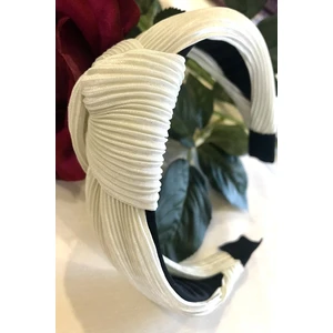 Als Accessories Krem Renk Büzgülü Model Taç, Saç Taçı