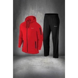 Poseidon Storm Erkek Kırmızı Supra Penye Kumaş Rahat Cepli Kapüşonlu  Eşofman Takımı (S-3xl)