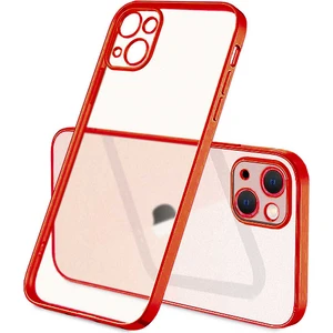 iPhone 13 Mini Renkli Kenar Şeffaf Kılıf Kamera Korumalı Silikon Kılıf