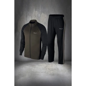 Poseidon Storm Büyük Beden Erkek Haki Supra Penye Kumaş Rahat Fermuarlı Koşu ve Yürüyüş Takımı (4xl- 10XL)