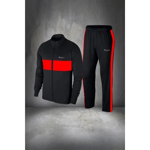 Poseidon Storm Büyük Beden Erkek Siyah Supra Penye Kumaş Fermuarlı Şık Eşofman Seti (4xl- 10XL)