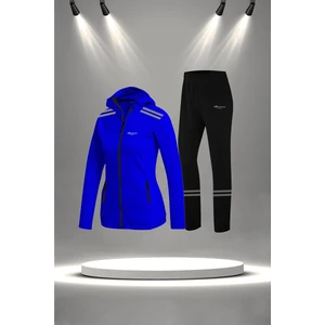 Poseidon Storm Kadın Mavi Supra Penye Kumaş Fermuarlı Şık Eşofman Seti (S-3xl)