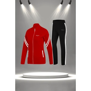 Poseidon Storm Kadın Kırmızı Supra Penye Kumaş Alt ve Üst Eşofman Takımı Seti (S-3xl)