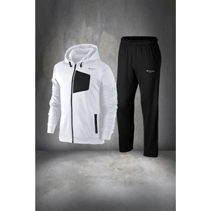 Poseidon Storm Büyük Beden Erkek Beyaz Supra Penye Kumaş Rahat Kapüşonlu Eşofman Seti (4xl- 10XL)