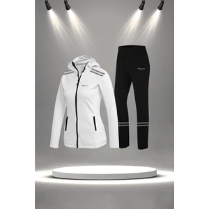 Poseidon Storm Kadın Beyaz Supra Penye Kumaş Fermuarlı Rahat Eşofman Seti (S-3xl)