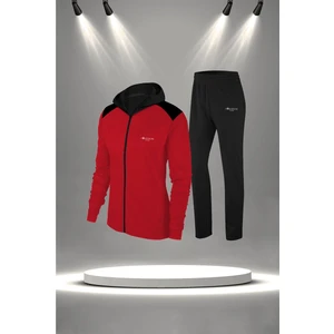 Poseidon Storm Kadın Kırmızı Supra Penye Kumaş Iki Parça Yürüyüş ve Koşu Için Eşofman Seti (S-3xl)(S-3xl)