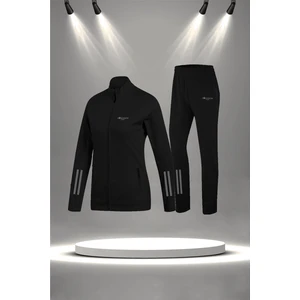 Poseidon Storm Kadın Siyah Supra Penye Kumaş Koşu ve Yürüyüş Için Rahat Eşofman Seti (S-3xl)