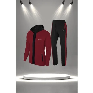 Poseidon Storm Kadın Bordo Supra Penye Kumaş Her Mevsim Yürüyüş Koşu Eşofman Seti (S-3xl)