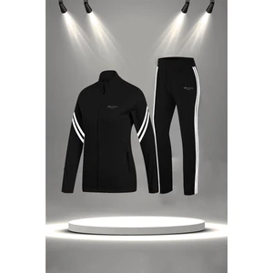 Poseidon Storm Kadın Siyah Supra Penye Kumaş Günlük Sporcu Yürüyüş Eşofman Takımı Seti (S-3xl)