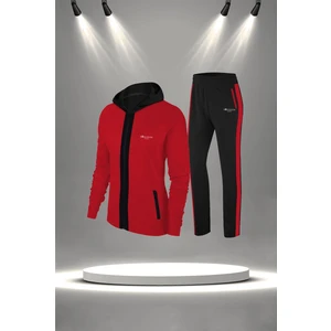 Poseidon Storm Kadın Kırmızı Supra Penye Nefes Alabilen Kumaş Şık Eşofman Takımı (S-3xl)