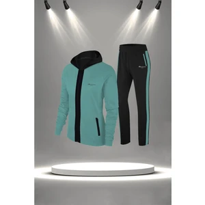 Poseidon Storm Kadın Su Yeşili Supra Penye Kumaş Kumaş Fit Kalıp Koşu Seti (S-3xl)