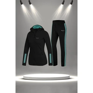 Poseidon Storm Kadın Siyah Supra Penye Kumaş Rahat Yürüyüş ve Koşu Sporcu Seti (S-3xl)
