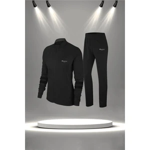 Poseidon Storm Kadın Siyah Supra Penye Kumaş Antrenman ve Koşu Eşofman Seti (S-3xl)