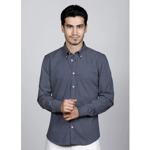 Erkek %100 Pamuk Slim Fit Lacivert Spor Gömlek 22144