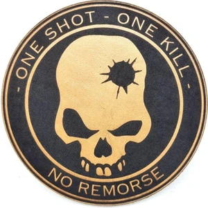 Seyhan Askeri Malzeme  One Shot One Kıll Keskin Nişancı Deri Peç - Arma - Askeri Patch