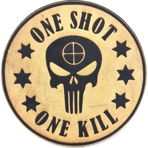Seyhan Askeri Malzeme  One Shot One Kıll Keskin Nişancı Deri Peç - Arma - Askeri Patch