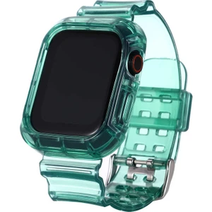 Apple Watch 10 42mm - 38/40/41mm Kordon Kasa Korumalı Şeffaf Silikon Kordon 2/3/4/5/6/se/7/8/9