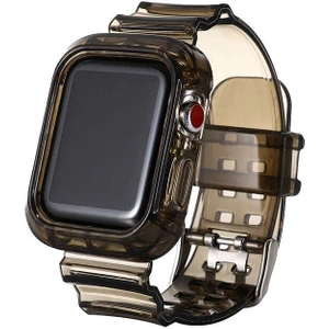 Apple Watch 10 42mm - 38/40/41mm Kordon Kasa Korumalı Şeffaf Silikon Kordon 2/3/4/5/6/se/7/8/9