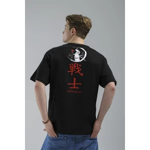 Senshi Önü ve Arkası Baskılı Erkek Oversize Tshirt