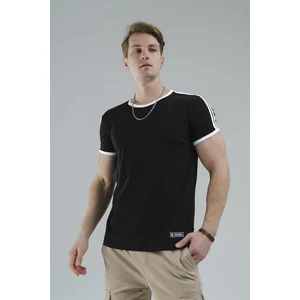 Marselon Kolu Şeritli Yakası Biyeli Slim Fit Likralı Erkek Tshirt