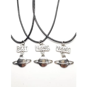 Tuna Takı & Aksesuar Minimal Satürn 3'lü Bff Best Friends Arkadaşlık Kolyesi Bff Kolye 3'lü Kolye