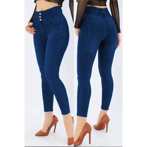 Yüksek Bel Likralı Jean Pantolon