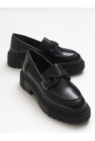 Luvi Sake Siyah Cilt Kadın Günlük Ayakkabı