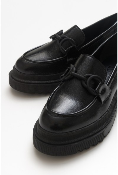 Luvi Sake Siyah Cilt Kadın Günlük Ayakkabı