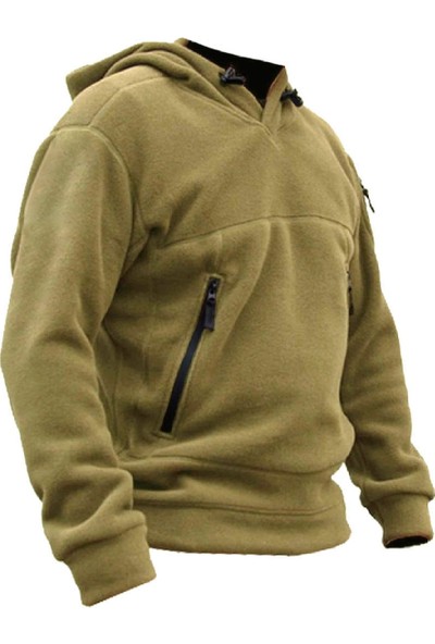Genıus Store Erkek Polar Outdoor Kapşonlu Kombat Tactical Cepli Polar